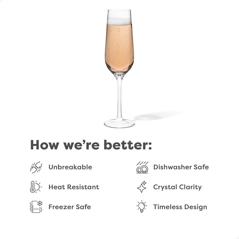 TOSSWARE Reserve 9oz Champagne Glass Set of 4, Premium Quality, Tritan Dishwasher Safe & Heat Resistant Unbreakable Plastic Flutes, 4 Count (Pack of 1), Stemmed - Image 2